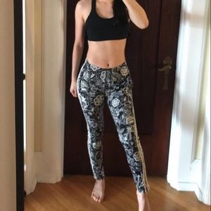 Fitted Adidas Floral Track Pant: Drawstring/Zipper